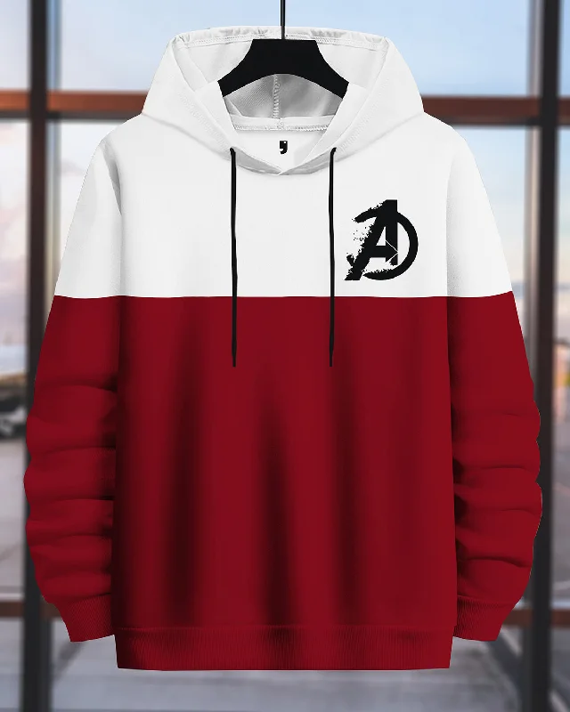 Avenger Printed Sweatshirt-White & Red