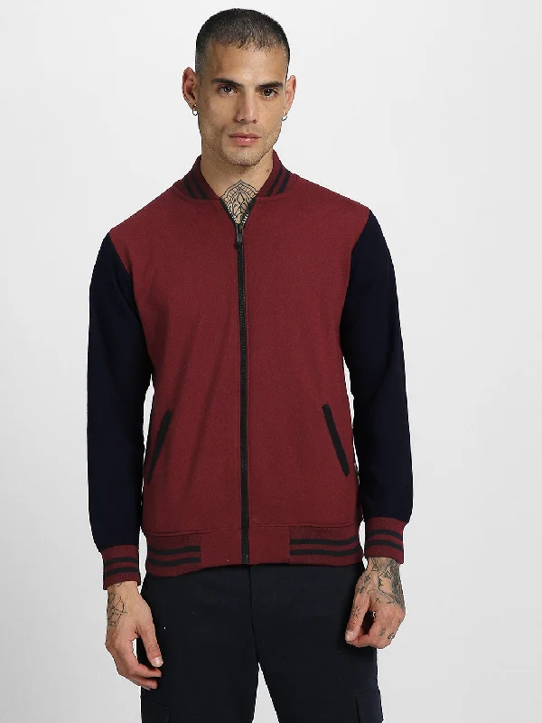 Veirdo Maroon Back Graphic Printed  Jacket