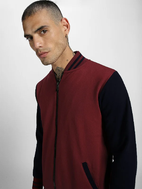 Veirdo Maroon Back Graphic Printed  Jacket