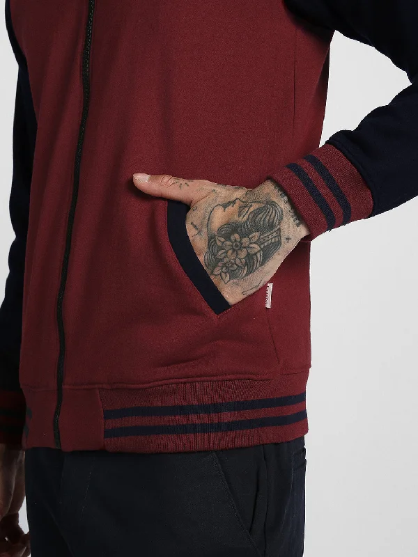 Veirdo Maroon Back Graphic Printed  Jacket