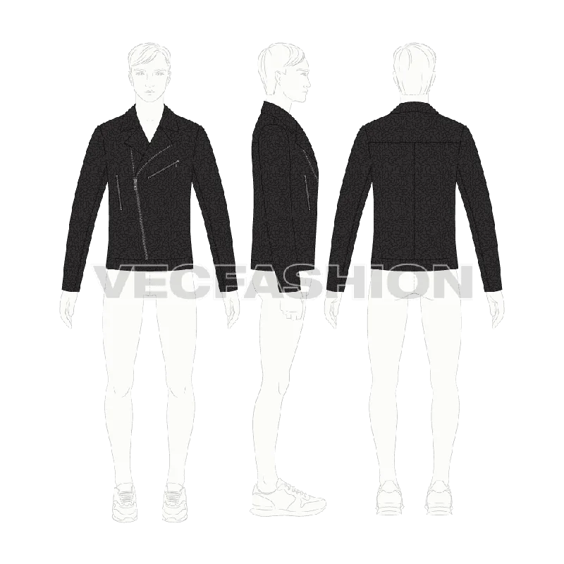 Mens Classic Biker Jacket Vector Template