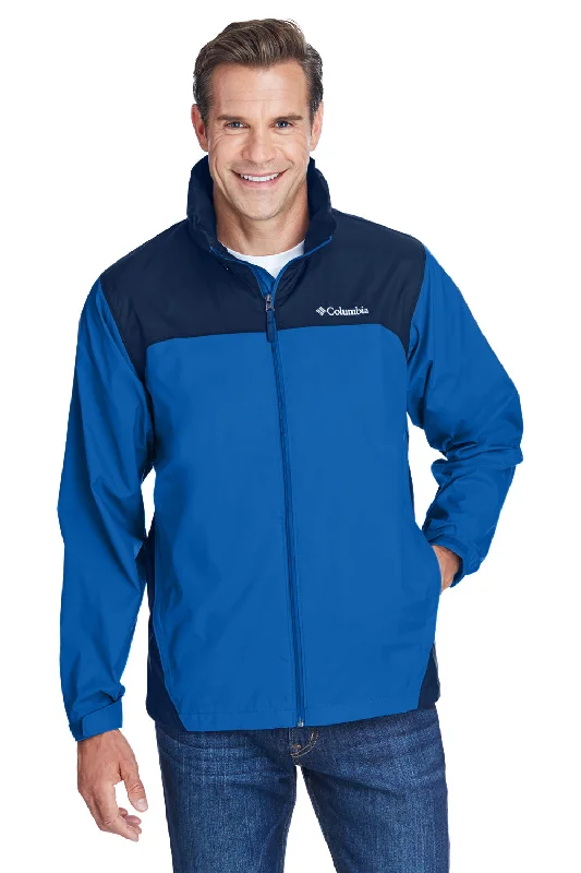 Columbia Mens Glennaker Lake Waterproof Full Zip Hooded Rain Jacket - Blue Jay/Navy Blue