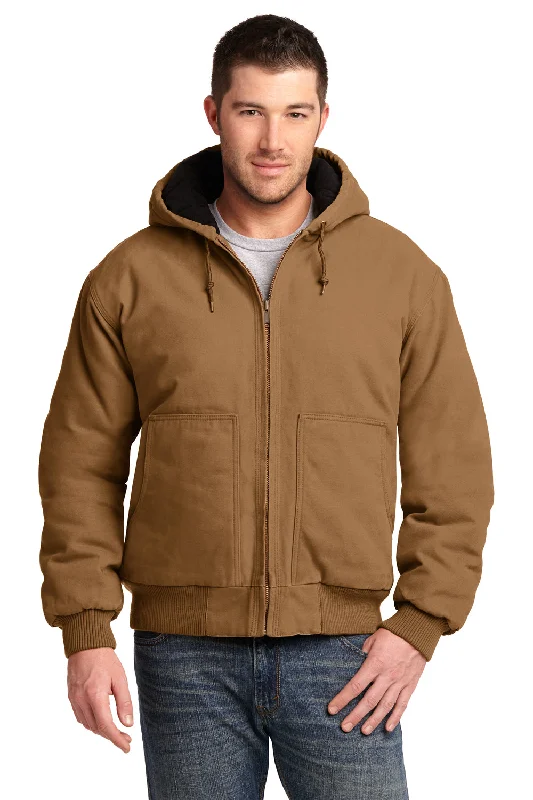 CornerStone Mens Duck Cloth Full Zip Hooded Jacket - Duck Brown