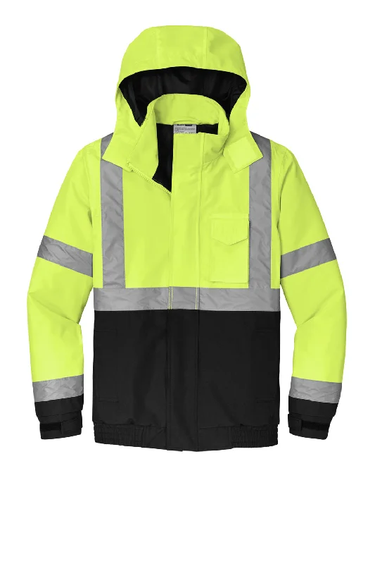 CornerStone Mens Enhanced Visibility Waterproof Full Zip Hooded Jacket - Safety Yellow