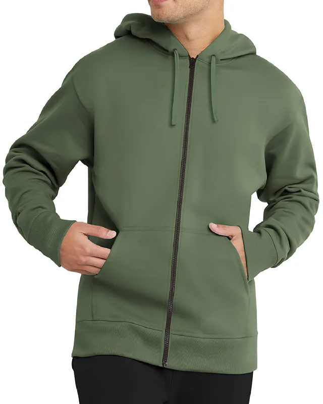 Full Sleeve Fleece Olive Green Color Plain Jacket