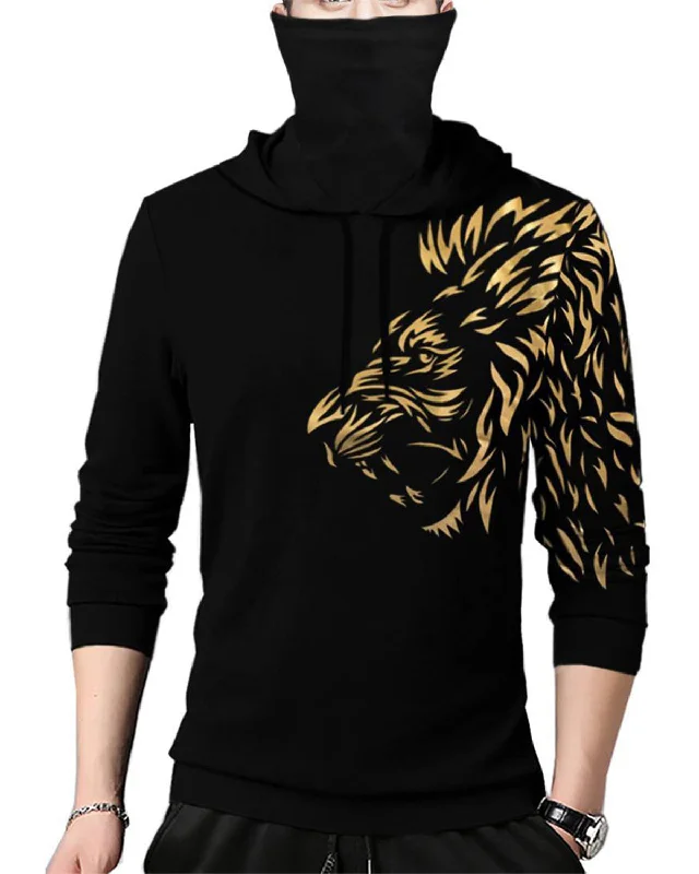 men black masked lion Printed Sweatshirt