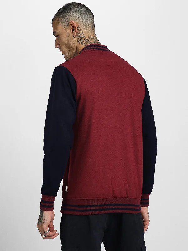 Legendary Maroon Pocket Graphic Printed Jacket