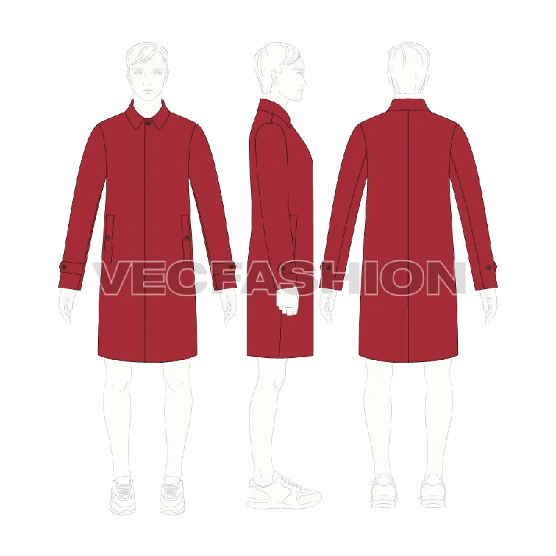 Mens Classic Raincoat Vector Template