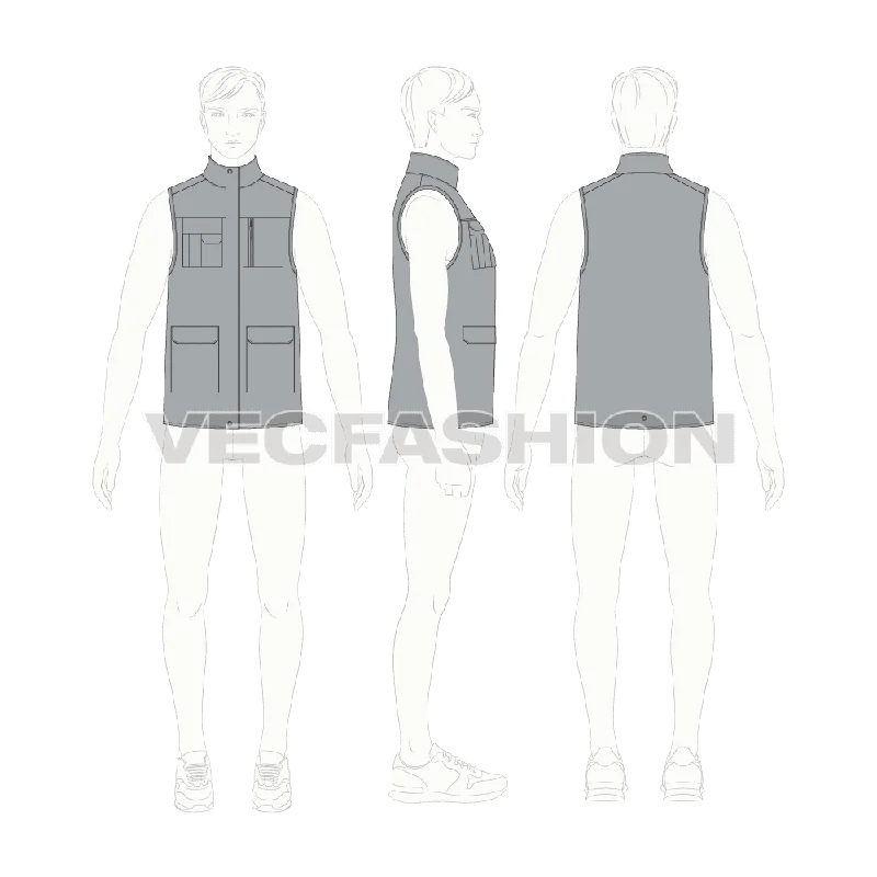 Mens Body Warmer Vector Sketch