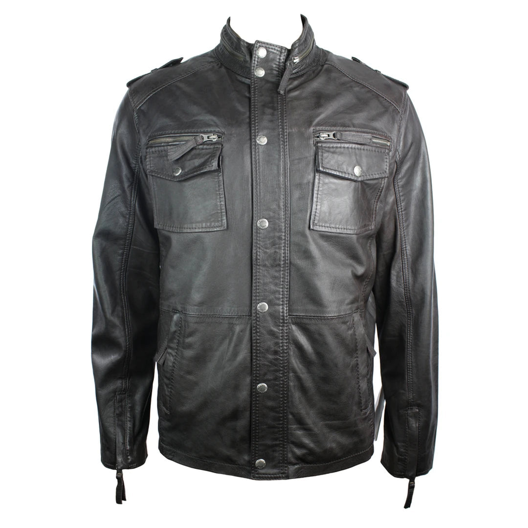 Men's Clearance Leather Jacket Classic Biker Bomber Mix