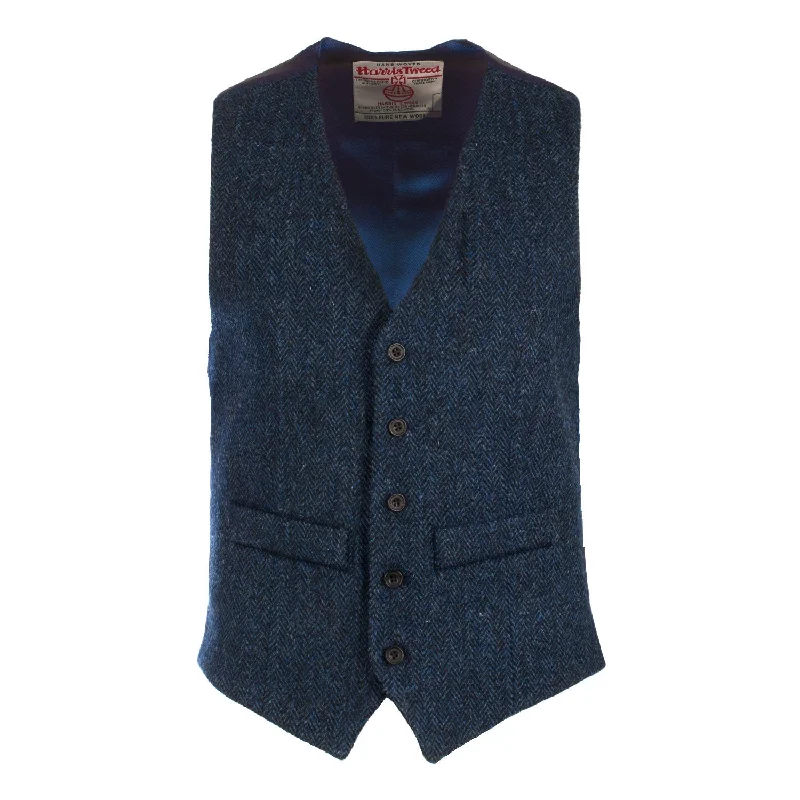 Men's Harris Tweed Lewis Waistcoat  Blue Herringbone