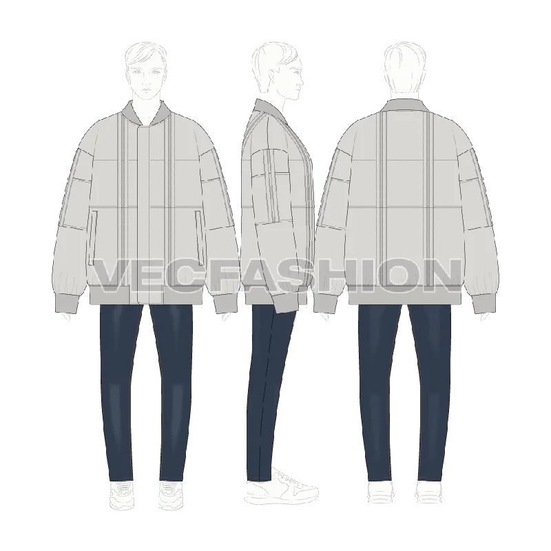 Mens Oversized Jacket Flat Sketch