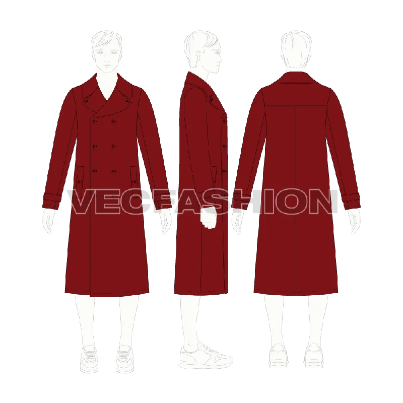 Mens Pea Coat Vector Sketch