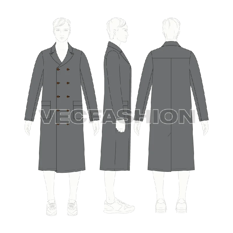 Mens Polo Coat Vector Sketch