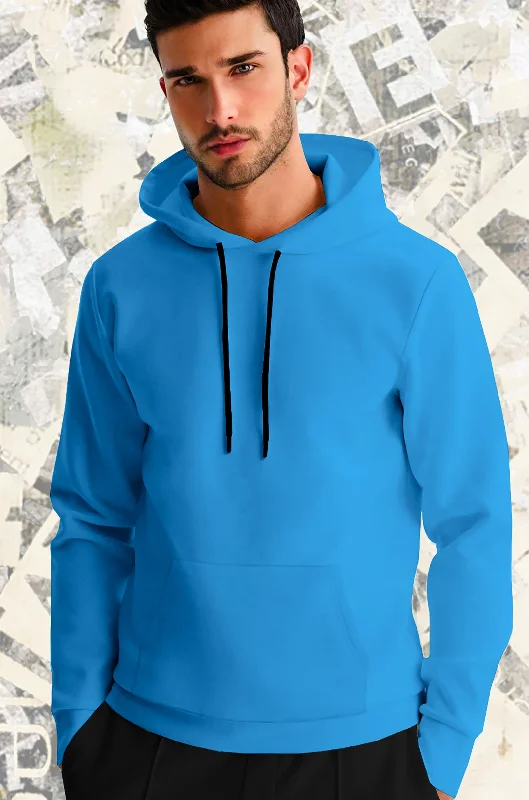 mens plain hooded sweatshirt-sea blue