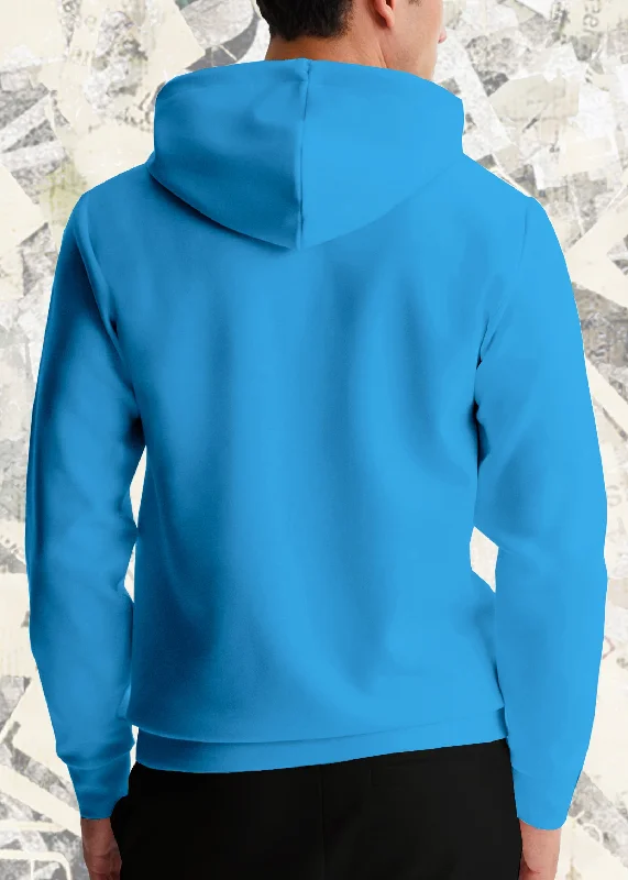 mens plain hooded sweatshirt-sea blue