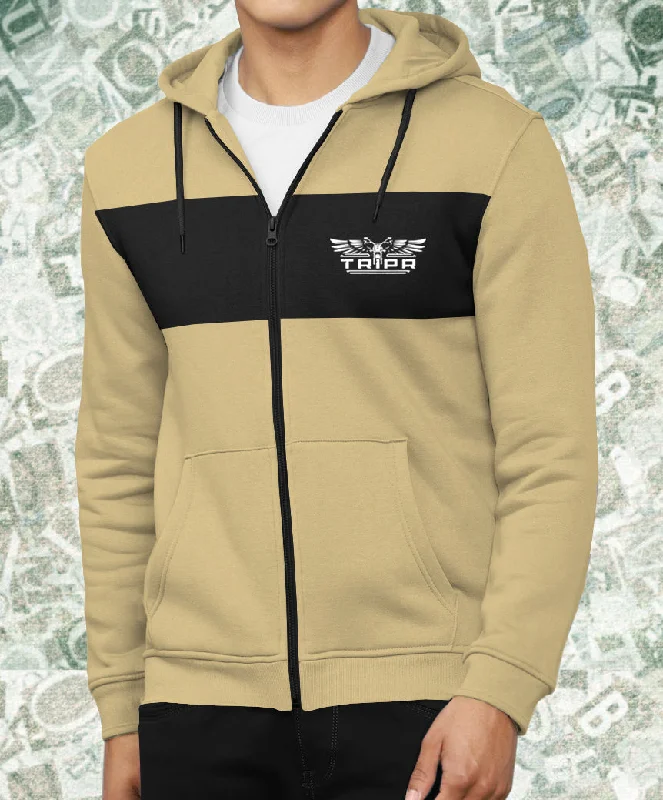 mens hooded striped JACKET - beige