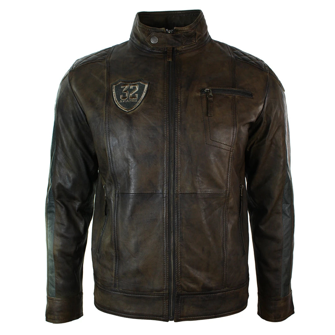 Men's Antique Brown Biker Leather Jacket