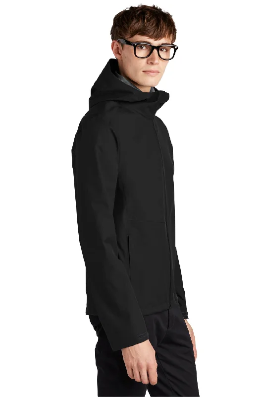 Mercer+Mettle Mens Waterproof Full Zip Hooded Rain Jacket - Deep Black