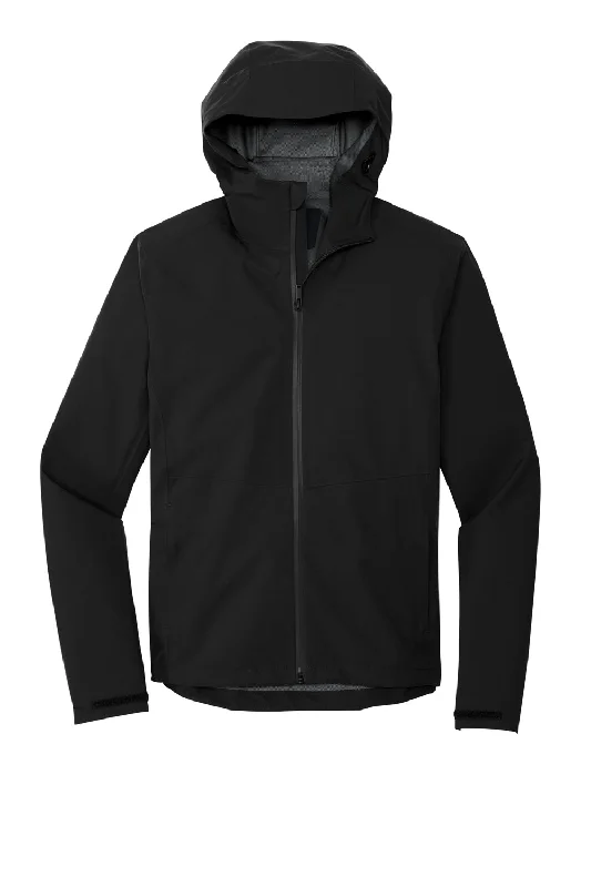 Mercer+Mettle Mens Waterproof Full Zip Hooded Rain Jacket - Deep Black