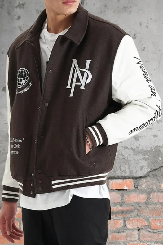 NENA & PASADENA Mens Facade Varsity Jacket - After Dark