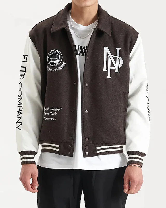 NENA & PASADENA Mens Facade Varsity Jacket - After Dark