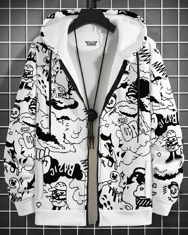 OMG Basic Printed White Jacket