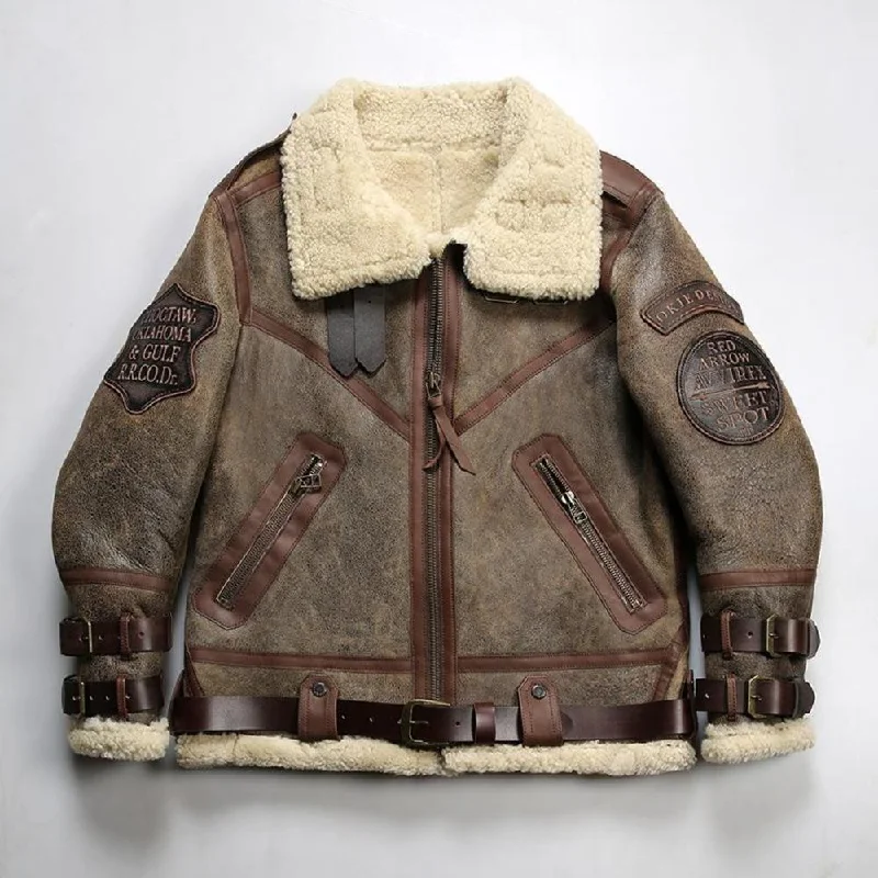 Pilot Shearling Jacket with Belt