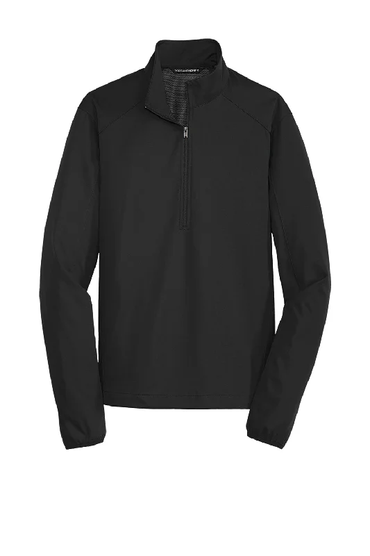 Port Authority Mens Active Wind & Water Resistant 1/4 Zip Jacket - Deep Black