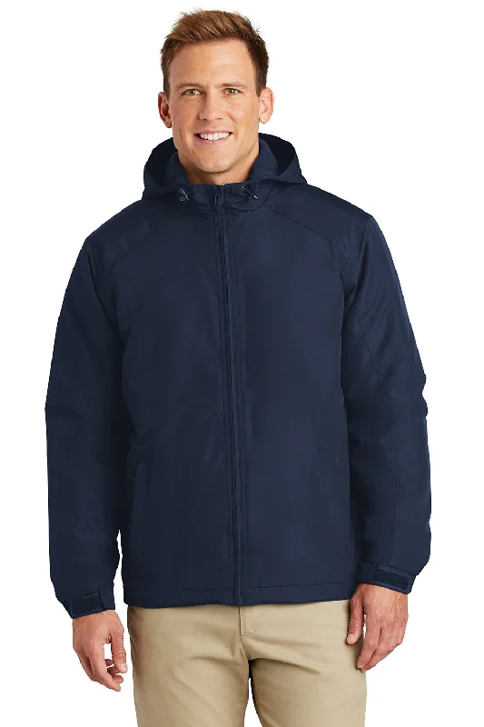 Port Authority Mens Charger Wind & Water Resistant Full Zip Hooded Jacket - True Navy Blue