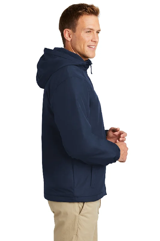 Port Authority Mens Charger Wind & Water Resistant Full Zip Hooded Jacket - True Navy Blue