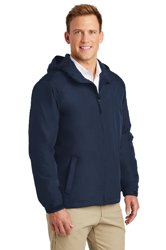 Port Authority Mens Charger Wind & Water Resistant Full Zip Hooded Jacket - True Navy Blue