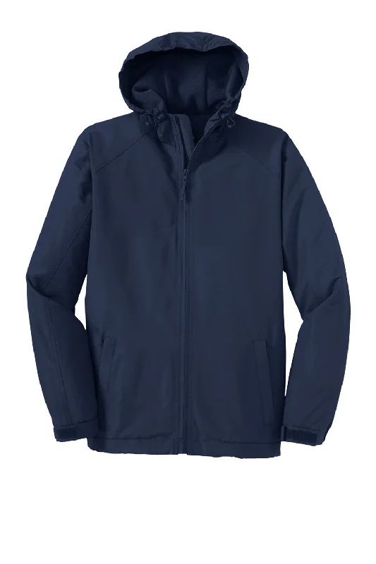 Port Authority Mens Charger Wind & Water Resistant Full Zip Hooded Jacket - True Navy Blue