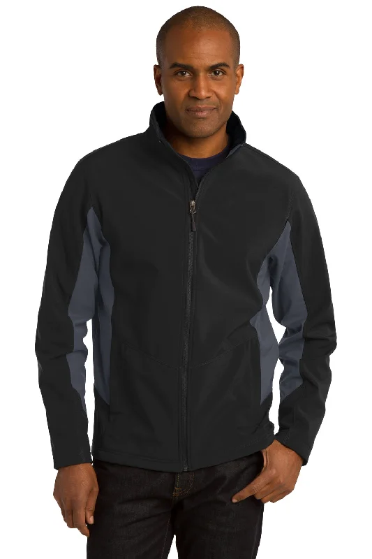 Port Authority Mens Core Wind & Water Resistant Full Zip Jacket - Black/Battleship Grey