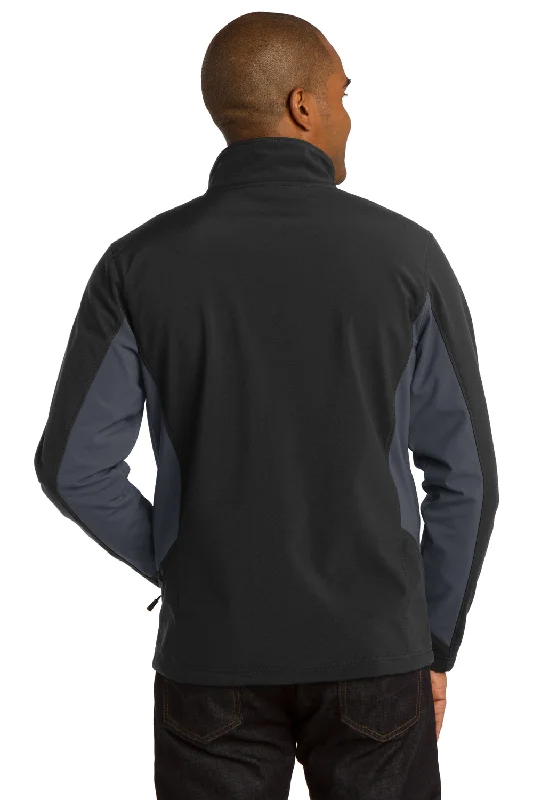 Port Authority Mens Core Wind & Water Resistant Full Zip Jacket - Black/Battleship Grey