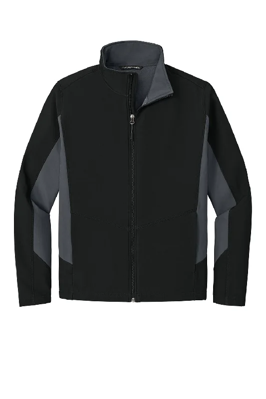 Port Authority Mens Core Wind & Water Resistant Full Zip Jacket - Black/Battleship Grey