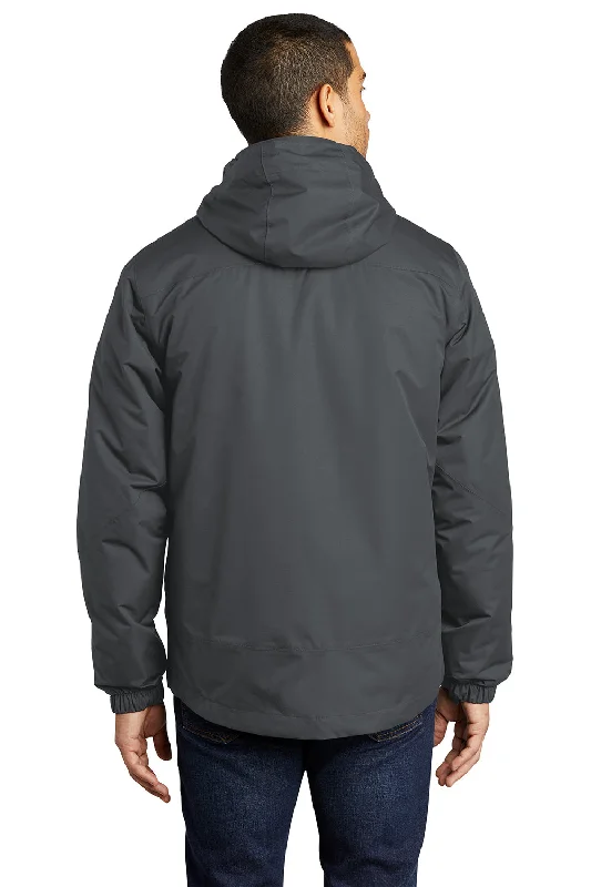 Port Authority Mens Vortex 3-in-1 Waterproof Full Zip Hooded Jacket - Magnet Grey/Orange