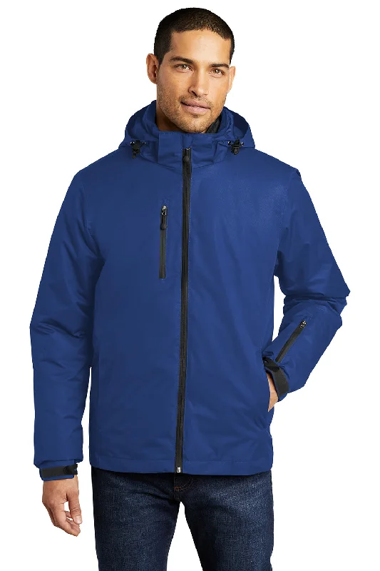 Port Authority Mens Vortex 3-in-1 Waterproof Full Zip Hooded Jacket - Night Sky Blue/Black