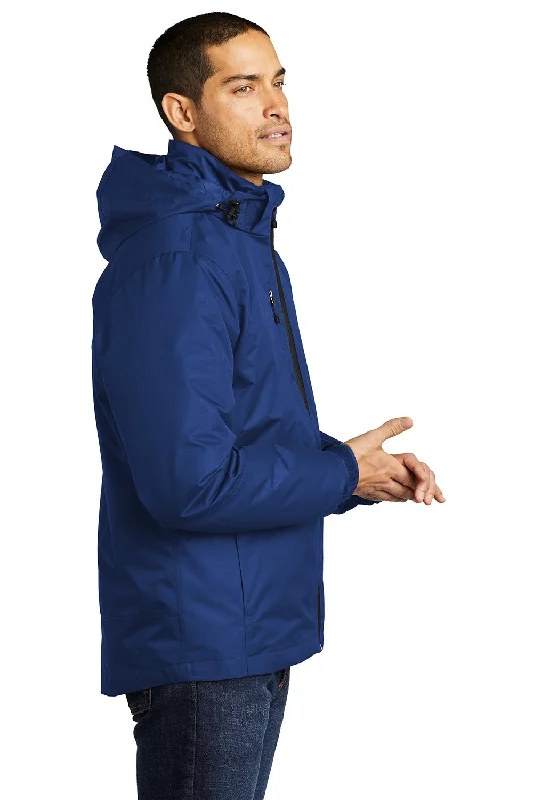 Port Authority Mens Vortex 3-in-1 Waterproof Full Zip Hooded Jacket - Night Sky Blue/Black