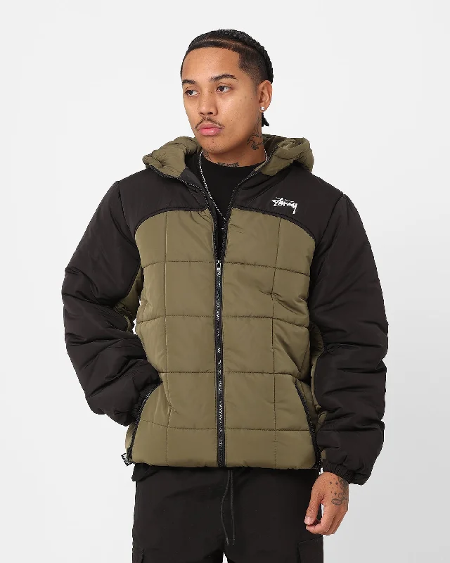 Stussy Hooded Square Puffa Jacket Khaki/Black