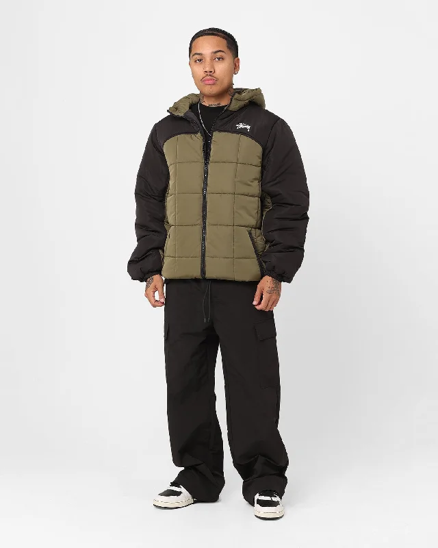 Stussy Hooded Square Puffa Jacket Khaki/Black