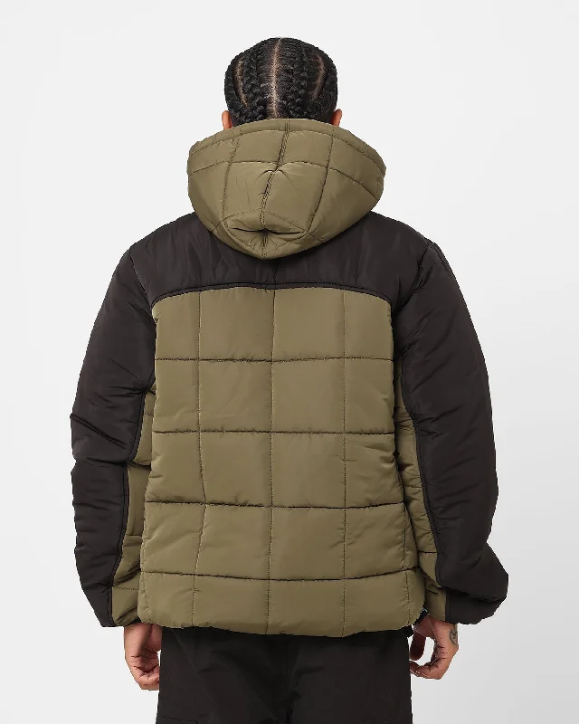 Stussy Hooded Square Puffa Jacket Khaki/Black