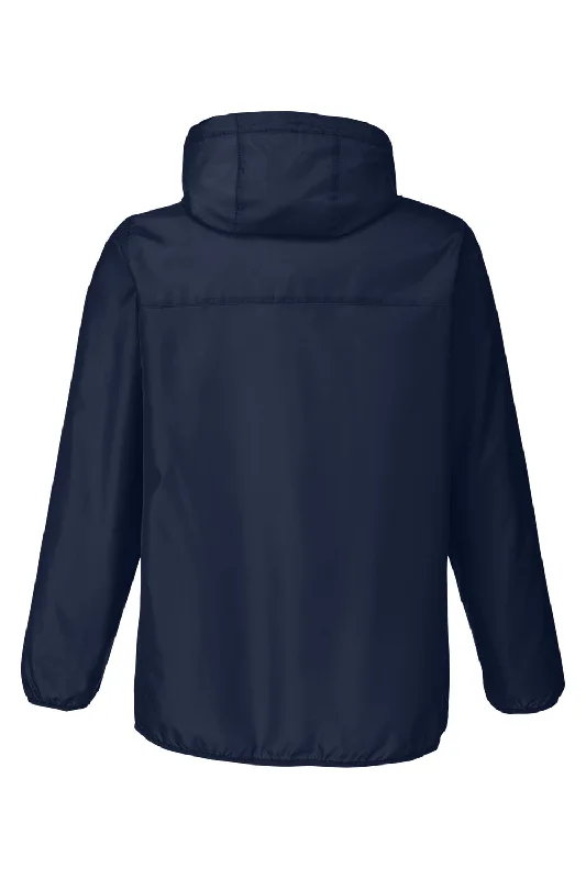 Team 365 Mens Zone Protect Water Resistant Hooded Packable Hooded 1/4 Zip Anorak Jacket - Dark Navy Blue