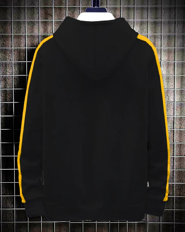 Full Sleeve Color Block Men Black Yellow Sweatshirt