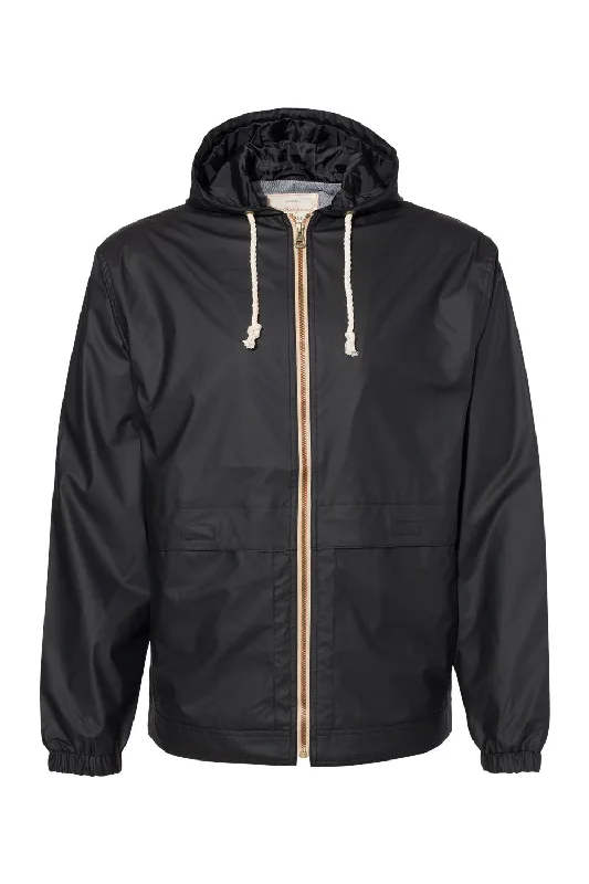 Weatherproof Mens Vintage Water Resistant Full Zip Hooded Rain Jacket - Black - NEW