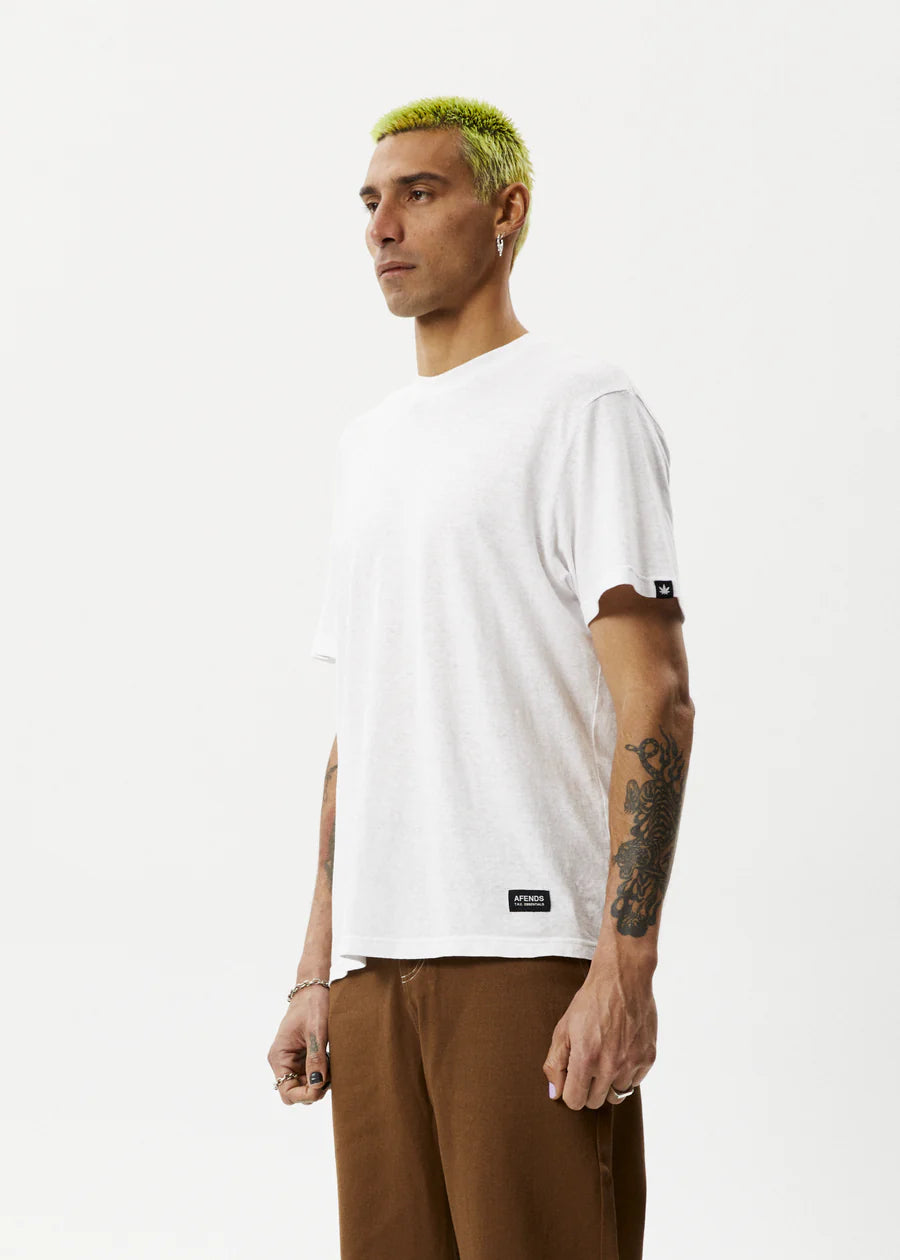 AFENDS Mens Classic - Hemp Retro T- Shirt - White