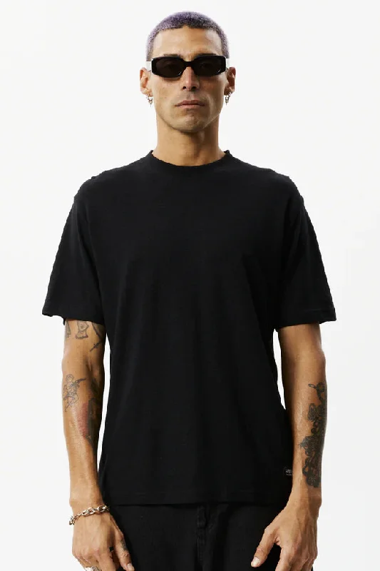 AFENDS MENS Classic - Hemp Retro Tee  Shirt - Black