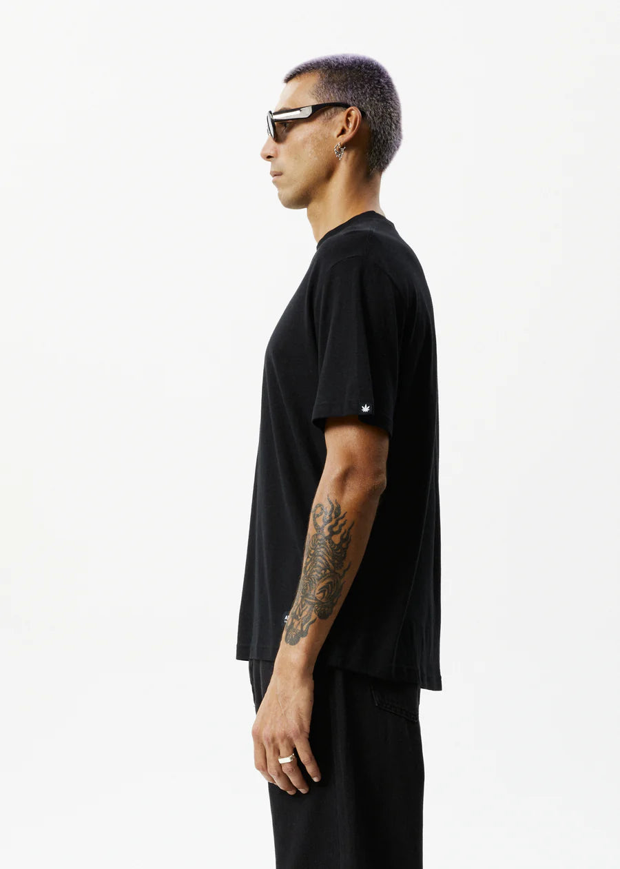 AFENDS MENS Classic - Hemp Retro Tee  Shirt - Black