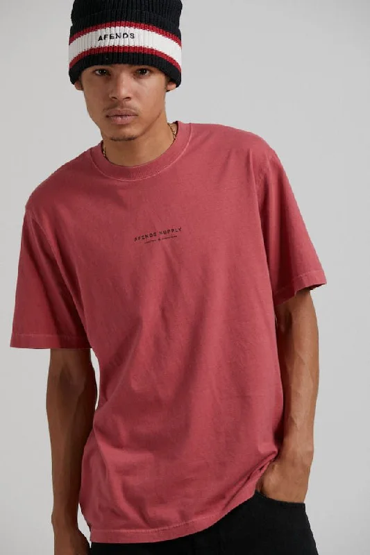 AFENDS MENS Transit - Recycled Retro Fit T-Shirt - Rose