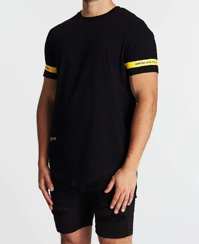 AMERICAIN Mens Dor Dual Curved Hem Tee Shirt - Jet Black